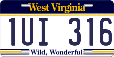 WV license plate 1UI316