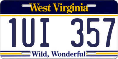 WV license plate 1UI357