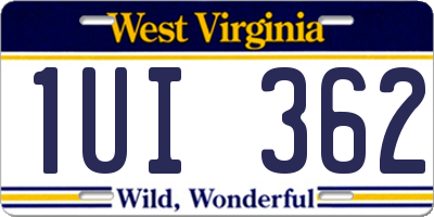 WV license plate 1UI362