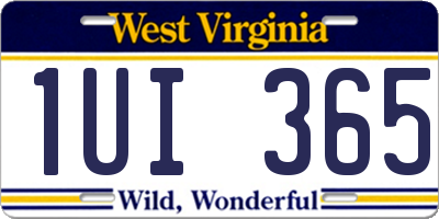 WV license plate 1UI365