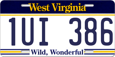 WV license plate 1UI386