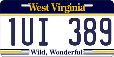 WV license plate 1UI389