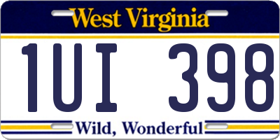 WV license plate 1UI398