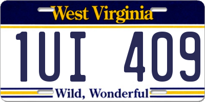 WV license plate 1UI409