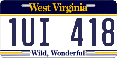 WV license plate 1UI418