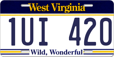 WV license plate 1UI420
