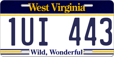 WV license plate 1UI443