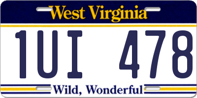 WV license plate 1UI478