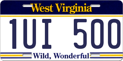 WV license plate 1UI500