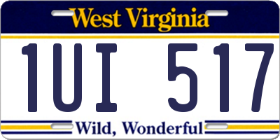 WV license plate 1UI517