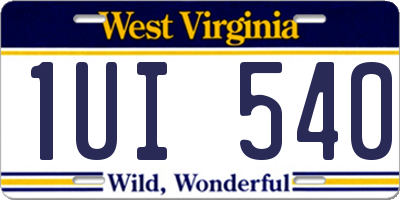 WV license plate 1UI540