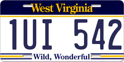 WV license plate 1UI542