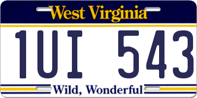 WV license plate 1UI543
