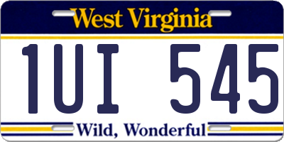 WV license plate 1UI545