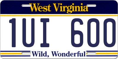 WV license plate 1UI600