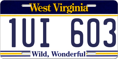 WV license plate 1UI603