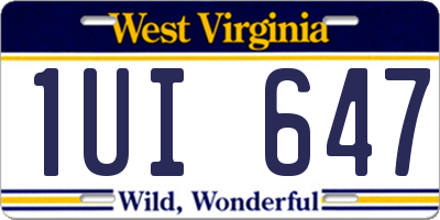 WV license plate 1UI647