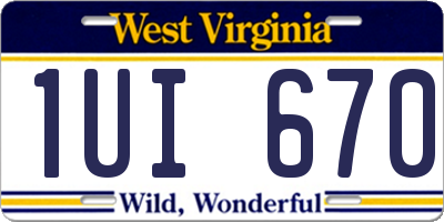 WV license plate 1UI670