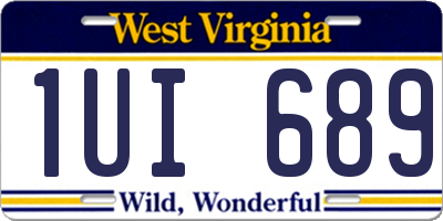 WV license plate 1UI689