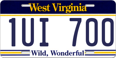 WV license plate 1UI700
