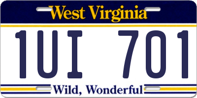 WV license plate 1UI701