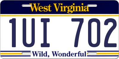 WV license plate 1UI702