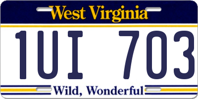 WV license plate 1UI703