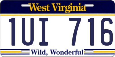 WV license plate 1UI716