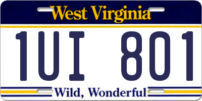 WV license plate 1UI801