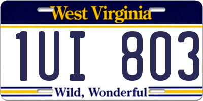 WV license plate 1UI803