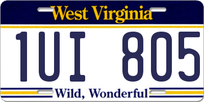 WV license plate 1UI805