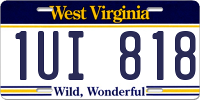 WV license plate 1UI818
