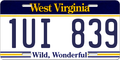 WV license plate 1UI839
