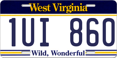 WV license plate 1UI860