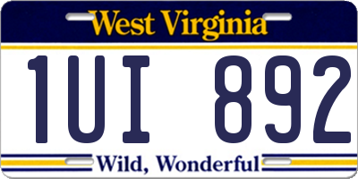 WV license plate 1UI892