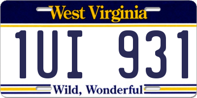 WV license plate 1UI931