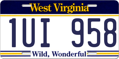 WV license plate 1UI958