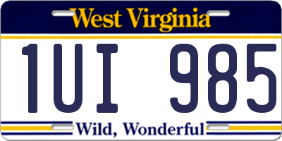 WV license plate 1UI985