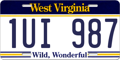 WV license plate 1UI987