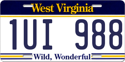 WV license plate 1UI988