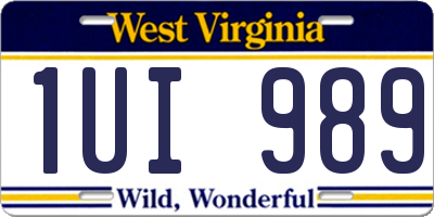 WV license plate 1UI989