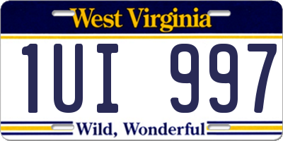 WV license plate 1UI997