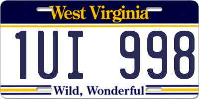 WV license plate 1UI998