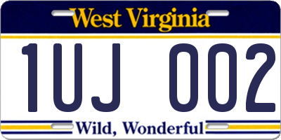 WV license plate 1UJ002