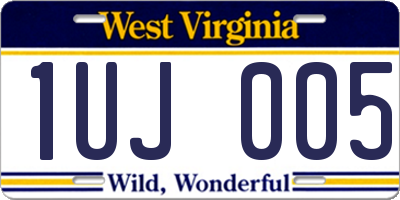 WV license plate 1UJ005