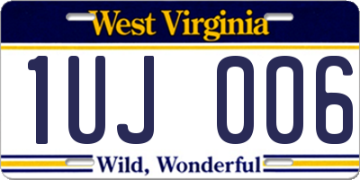 WV license plate 1UJ006