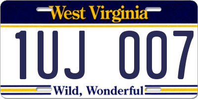 WV license plate 1UJ007