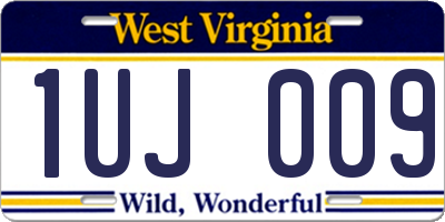 WV license plate 1UJ009