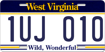 WV license plate 1UJ010
