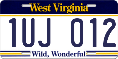 WV license plate 1UJ012